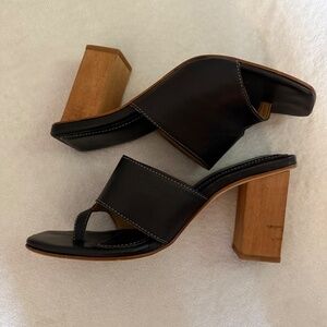 Shekudo black leather heels size 37 or 6.5